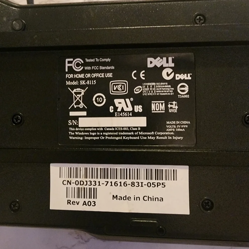 USED Dell keyboard(sk-8115) & Mouse